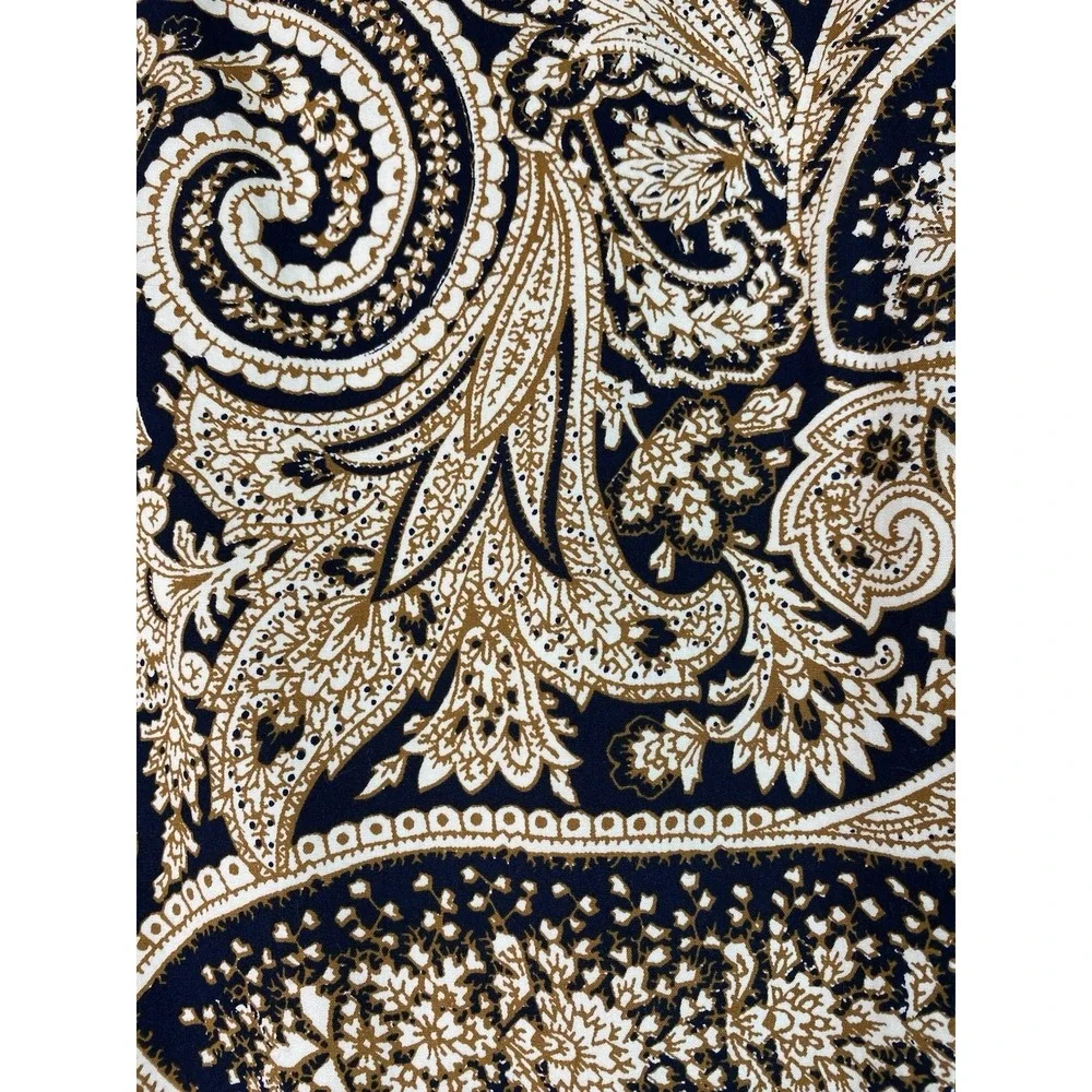 J. Crew Womens 0 Ivory Black Gold Paisley Sleeveless Pleated Fit and Flare Dress